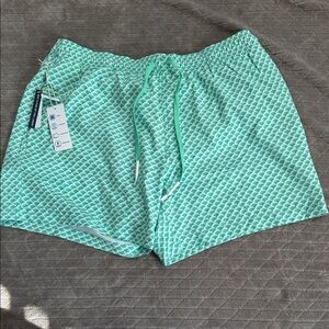 Southern Tide Aqua Patterned Swim Trunks